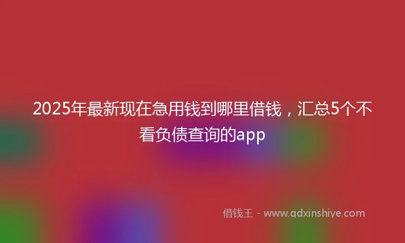 2025年最新现在急用钱到哪里借钱，汇总5个不看负债查询的app