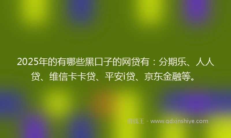 2025年的有哪些黑口子的网贷有：分期乐、人人贷、维信卡卡贷、平安i贷、京东金融等。