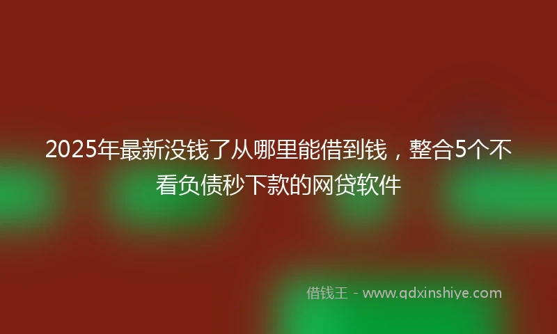 2025年最新没钱了从哪里能借到钱，整合5个不看负债秒下款的网贷软件