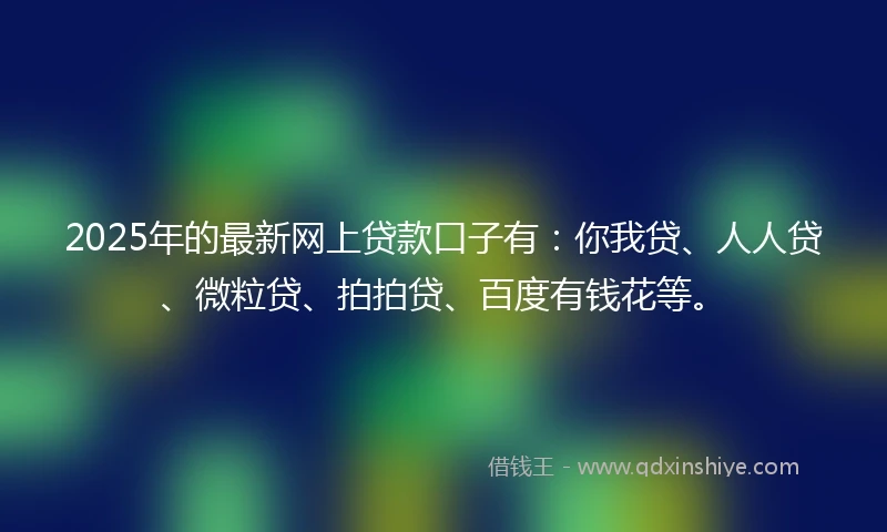 2025年的最新网上贷款口子有：你我贷、人人贷、微粒贷、拍拍贷、百度有钱花等。