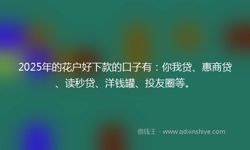 2025年的花户好下款的口子有：你我贷、惠商贷、读秒贷、洋钱罐、投友圈等。