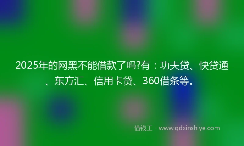 2025年的网黑不能借款了吗?有：功夫贷、快贷通、东方汇、信用卡贷、360借条等。