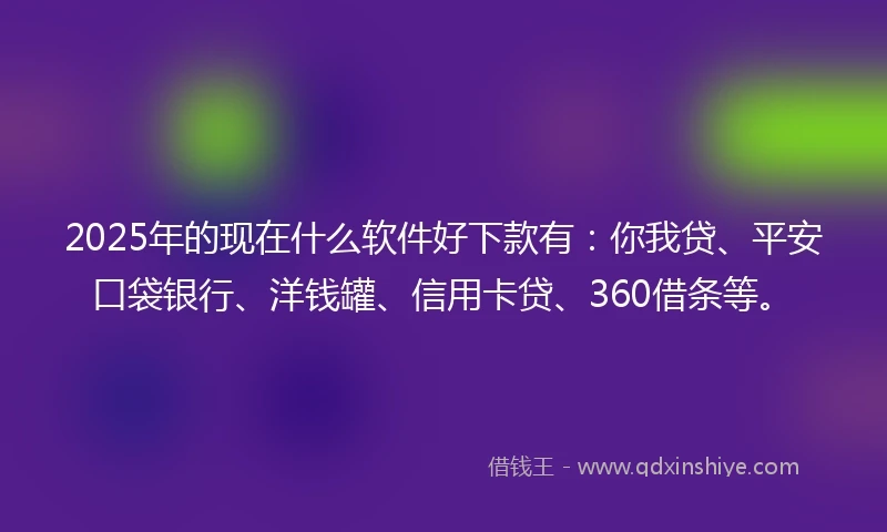 2025年的现在什么软件好下款有：你我贷、平安口袋银行、洋钱罐、信用卡贷、360借条等。