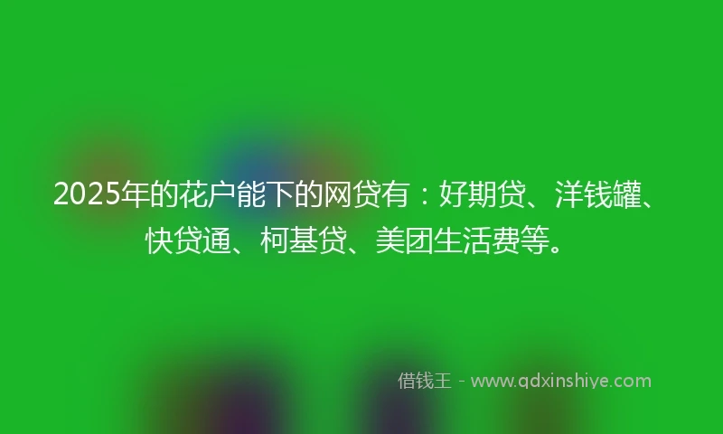 2025年的花户能下的网贷有：好期贷、洋钱罐、快贷通、柯基贷、美团生活费等。