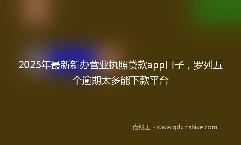 2025年最新新办营业执照贷款app口子，罗列五个逾期太多能下款平台