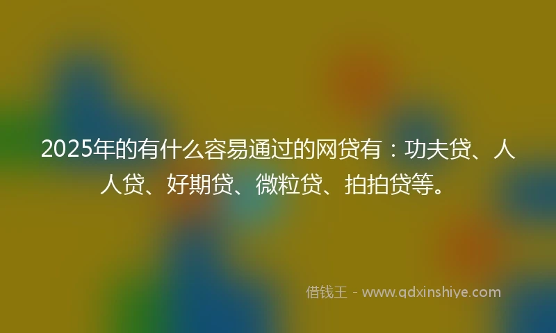 2025年的有什么容易通过的网贷有：功夫贷、人人贷、好期贷、微粒贷、拍拍贷等。