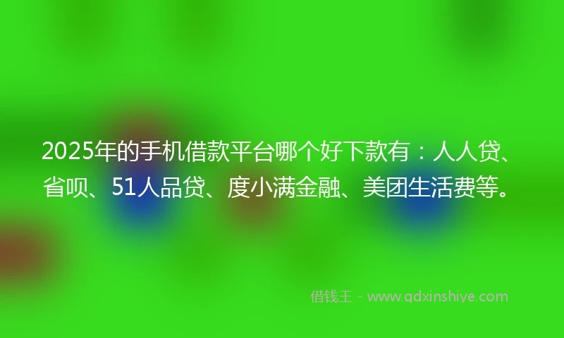 2025年的手机借款平台哪个好下款有：人人贷、省呗、51人品贷、度小满金融、美团生活费等。
