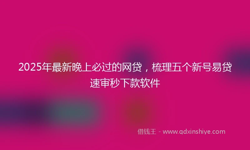2025年最新晚上必过的网贷，梳理五个新号易贷速审秒下款软件