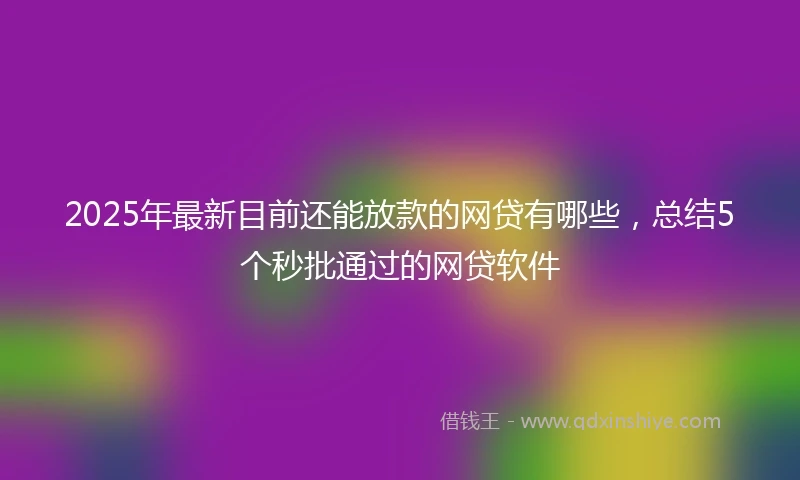 2025年最新目前还能放款的网贷有哪些，总结5个秒批通过的网贷软件