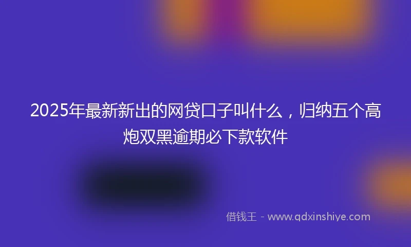 2025年最新新出的网贷口子叫什么，归纳五个高炮双黑逾期必下款软件