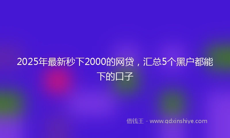 2025年最新秒下2000的网贷，汇总5个黑户都能下的口子