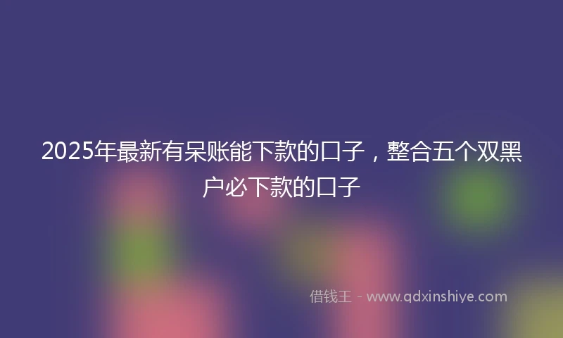 2025年最新有呆账能下款的口子，整合五个双黑户必下款的口子