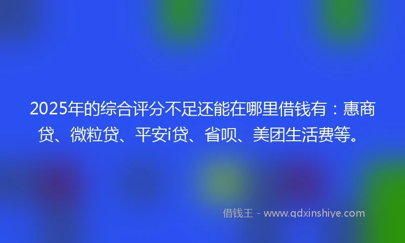 2025年的综合评分不足还能在哪里借钱有：惠商贷、微粒贷、平安i贷、省呗、美团生活费等。