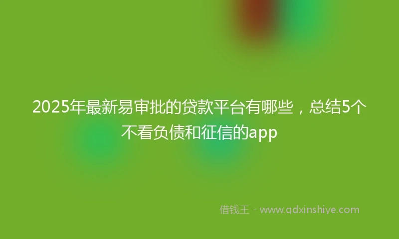 2025年最新易审批的贷款平台有哪些，总结5个不看负债和征信的app