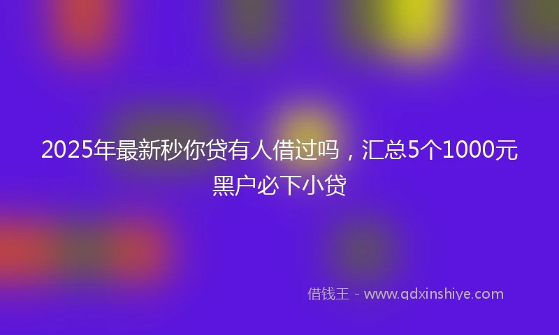 2025年最新秒你贷有人借过吗，汇总5个1000元黑户必下小贷