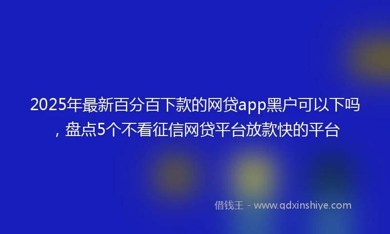 2025年最新百分百下款的网贷app黑户可以下吗，盘点5个不看征信网贷平台放款快的平台