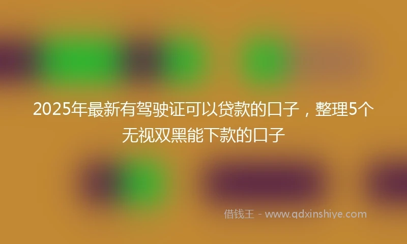 2025年最新有驾驶证可以贷款的口子，整理5个无视双黑能下款的口子