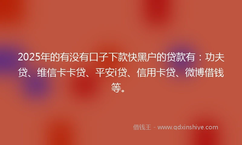 2025年的有没有口子下款快黑户的贷款有：功夫贷、维信卡卡贷、平安i贷、信用卡贷、微博借钱等。