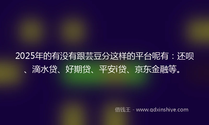 2025年的有没有跟芸豆分这样的平台呢有：还呗、滴水贷、好期贷、平安i贷、京东金融等。