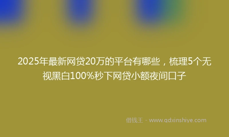 2025年最新网贷20万的平台有哪些，梳理5个无视黑白100%秒下网贷小额夜间口子