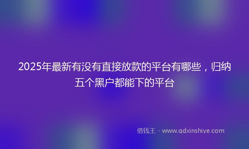 2025年最新有没有直接放款的平台有哪些，归纳五个黑户都能下的平台