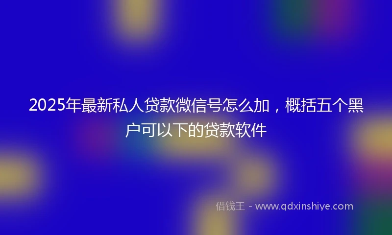 2025年最新私人贷款微信号怎么加，概括五个黑户可以下的贷款软件