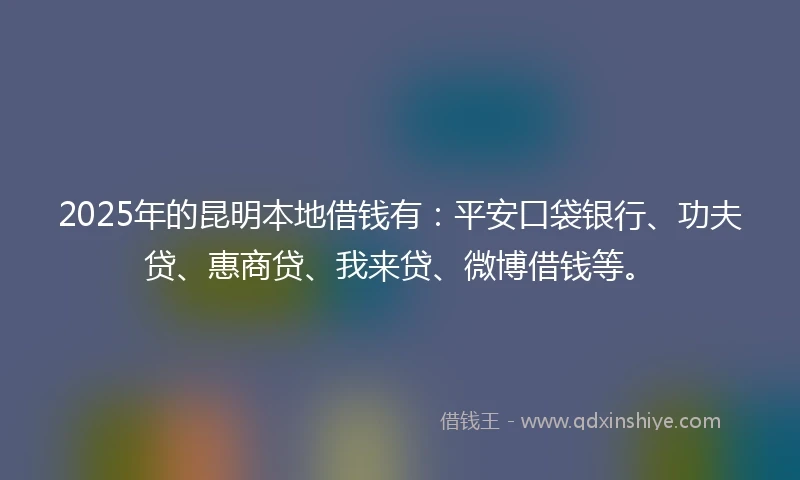 2025年的昆明本地借钱有：平安口袋银行、功夫贷、惠商贷、我来贷、微博借钱等。