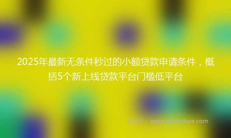2025年最新无条件秒过的小额贷款申请条件，概括5个新上线贷款平台门槛低平台