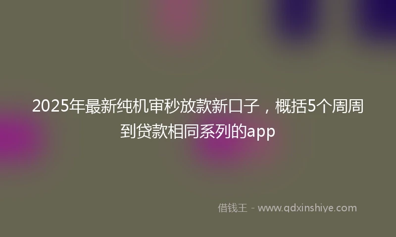 2025年最新纯机审秒放款新口子，概括5个周周到贷款相同系列的app