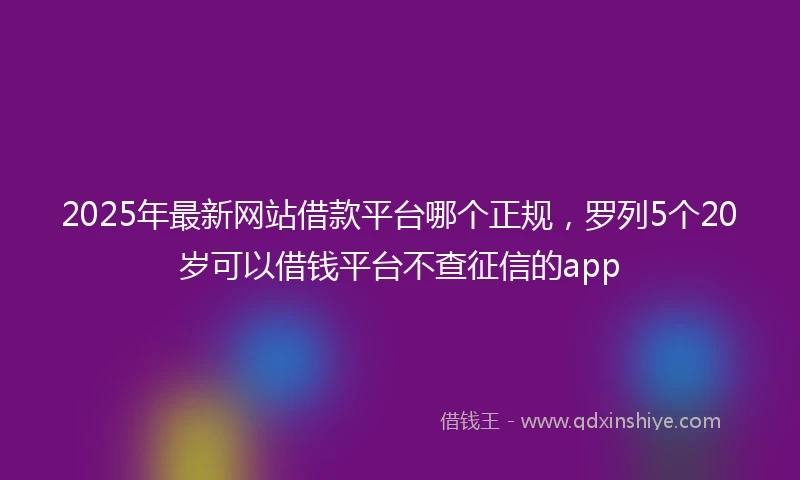2025年最新网站借款平台哪个正规，罗列5个20岁可以借钱平台不查征信的app