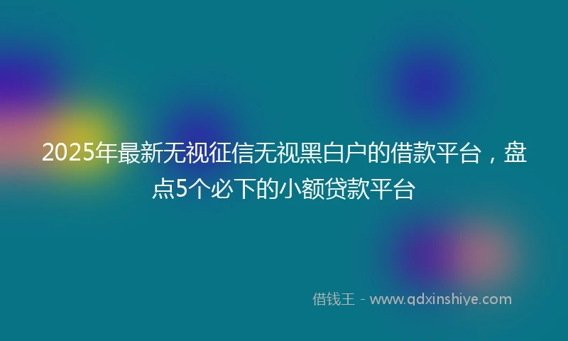 2025年最新无视征信无视黑白户的借款平台，盘点5个必下的小额贷款平台