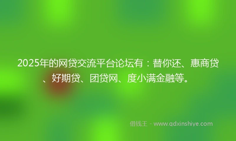 2025年的网贷交流平台论坛有：替你还、惠商贷、好期贷、团贷网、度小满金融等。