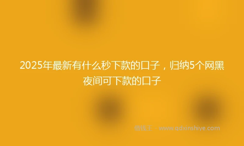 2025年最新有什么秒下款的口子，归纳5个网黑夜间可下款的口子