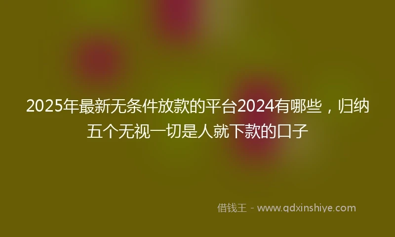 2025年最新无条件放款的平台2024有哪些，归纳五个无视一切是人就下款的口子