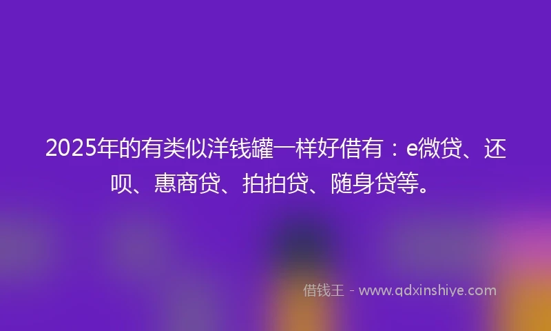 2025年的有类似洋钱罐一样好借有：e微贷、还呗、惠商贷、拍拍贷、随身贷等。