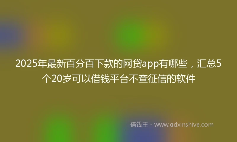 2025年最新百分百下款的网贷app有哪些，汇总5个20岁可以借钱平台不查征信的软件