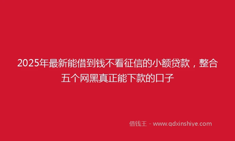 2025年最新能借到钱不看征信的小额贷款，整合五个网黑真正能下款的口子