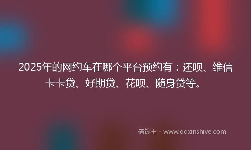 2025年的网约车在哪个平台预约有：还呗、维信卡卡贷、好期贷、花呗、随身贷等。