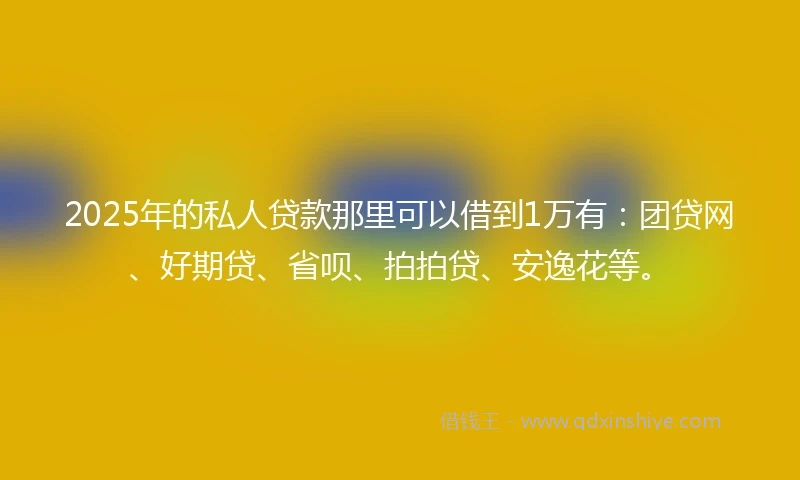 2025年的私人贷款那里可以借到1万有：团贷网、好期贷、省呗、拍拍贷、安逸花等。