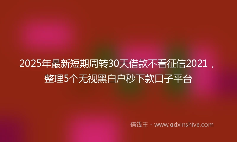 2025年最新短期周转30天借款不看征信2021，整理5个无视黑白户秒下款口子平台