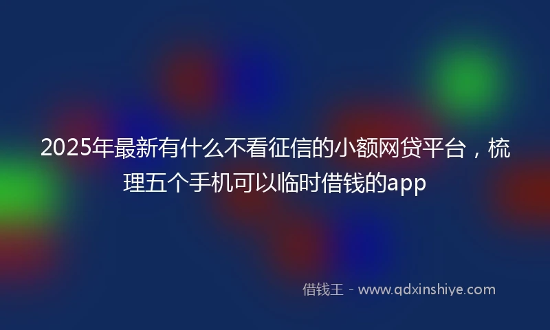 2025年最新有什么不看征信的小额网贷平台，梳理五个手机可以临时借钱的app