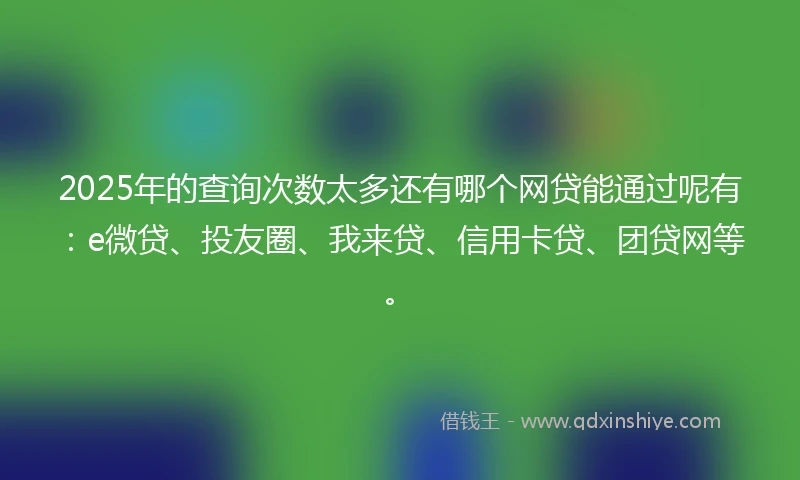 2025年的查询次数太多还有哪个网贷能通过呢有：e微贷、投友圈、我来贷、信用卡贷、团贷网等。