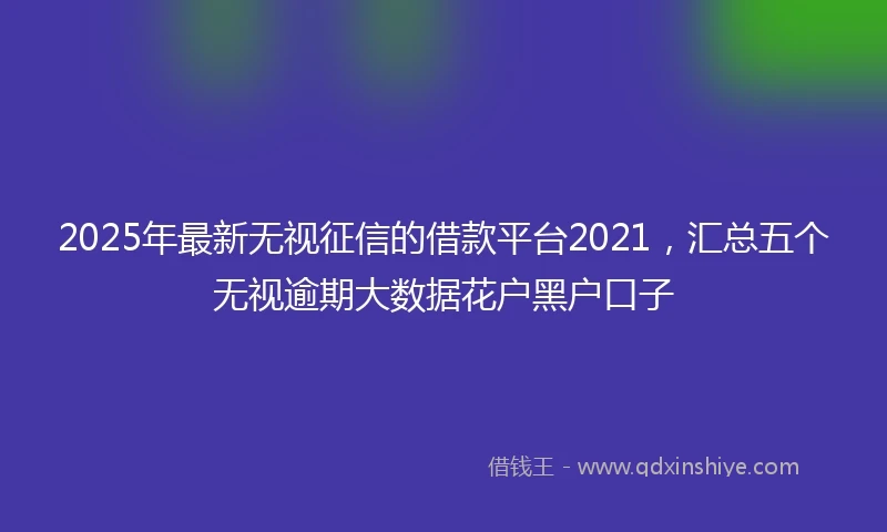 2025年最新无视征信的借款平台2021，汇总五个无视逾期大数据花户黑户口子