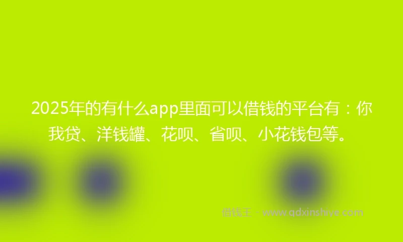 2025年的有什么app里面可以借钱的平台有：你我贷、洋钱罐、花呗、省呗、小花钱包等。