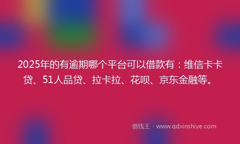 2025年的有逾期哪个平台可以借款有：维信卡卡贷、51人品贷、拉卡拉、花呗、京东金融等。