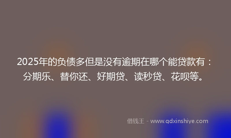 2025年的负债多但是没有逾期在哪个能贷款有：分期乐、替你还、好期贷、读秒贷、花呗等。