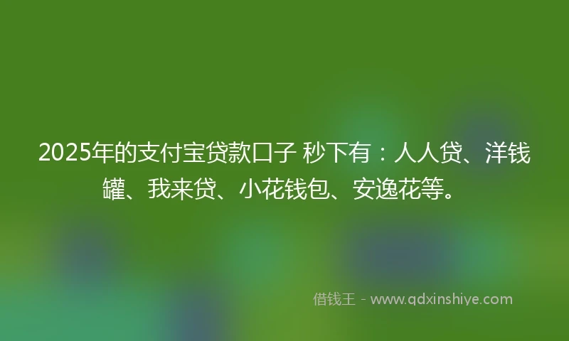 2025年的支付宝贷款口子 秒下有：人人贷、洋钱罐、我来贷、小花钱包、安逸花等。