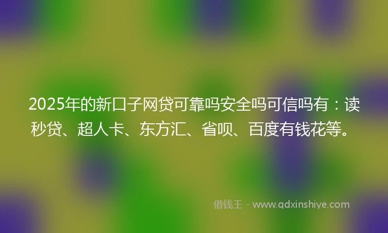 2025年的新口子网贷可靠吗安全吗可信吗有：读秒贷、超人卡、东方汇、省呗、百度有钱花等。