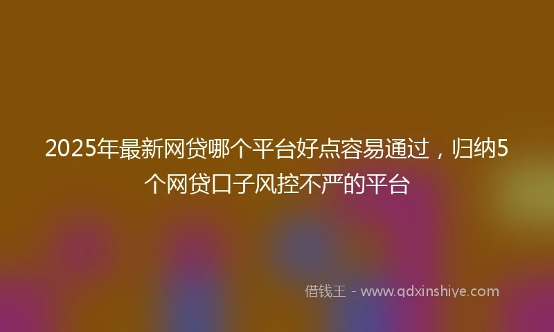 2025年最新网贷哪个平台好点容易通过，归纳5个网贷口子风控不严的平台