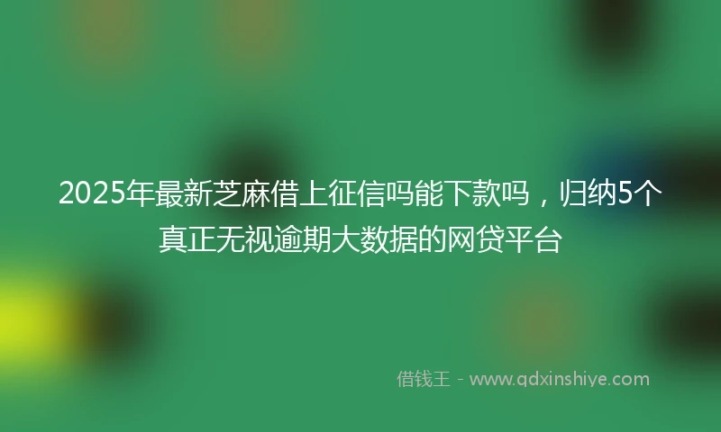 2025年最新芝麻借上征信吗能下款吗，归纳5个真正无视逾期大数据的网贷平台